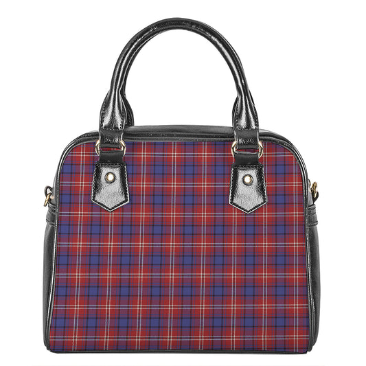 Red Blue And White Tartan Pattern Print Shoulder Handbag
