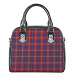 Red Blue And White Tartan Pattern Print Shoulder Handbag