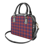 Red Blue And White Tartan Pattern Print Shoulder Handbag