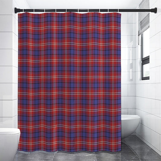 Red Blue And White Tartan Pattern Print Shower Curtain