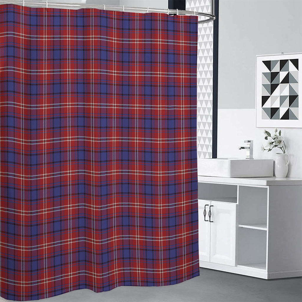 Red Blue And White Tartan Pattern Print Shower Curtain