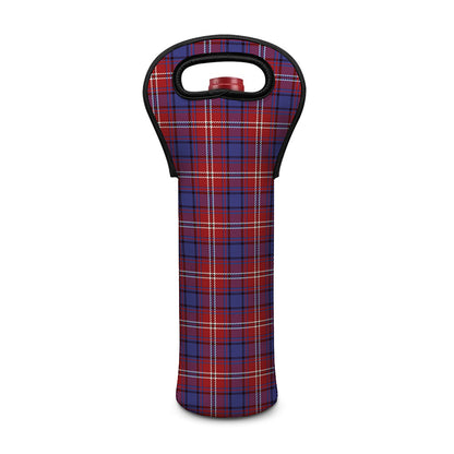 Red Blue And White Tartan Pattern Print Single Neoprene Wine Tote