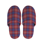 Red Blue And White Tartan Pattern Print Slippers