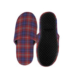 Red Blue And White Tartan Pattern Print Slippers