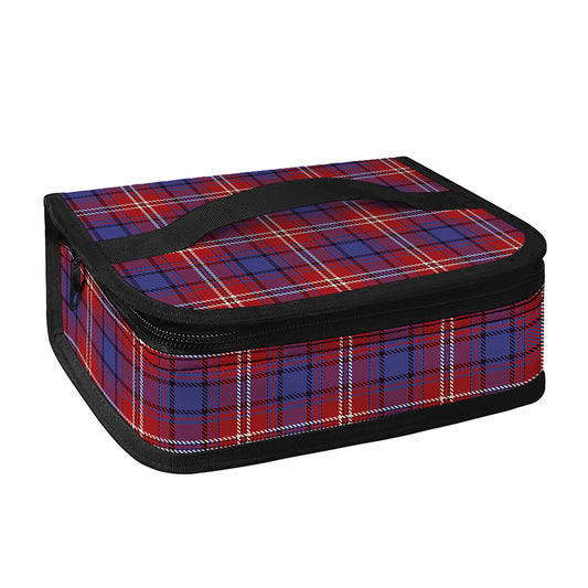 Red Blue And White Tartan Pattern Print Small Lunch Bag