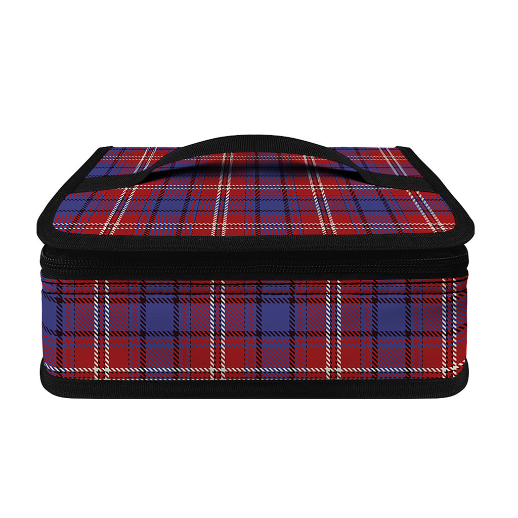 Red Blue And White Tartan Pattern Print Small Lunch Bag