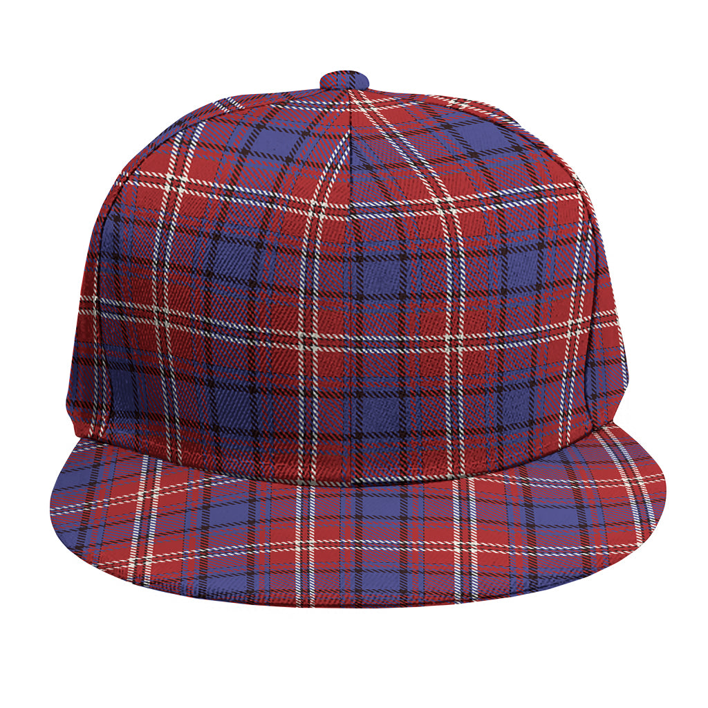 Red Blue And White Tartan Pattern Print Snapback Cap