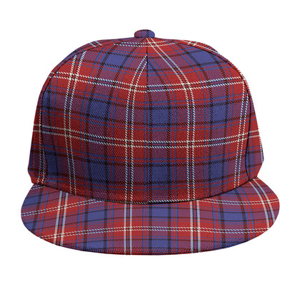 Red Blue And White Tartan Pattern Print Snapback Cap