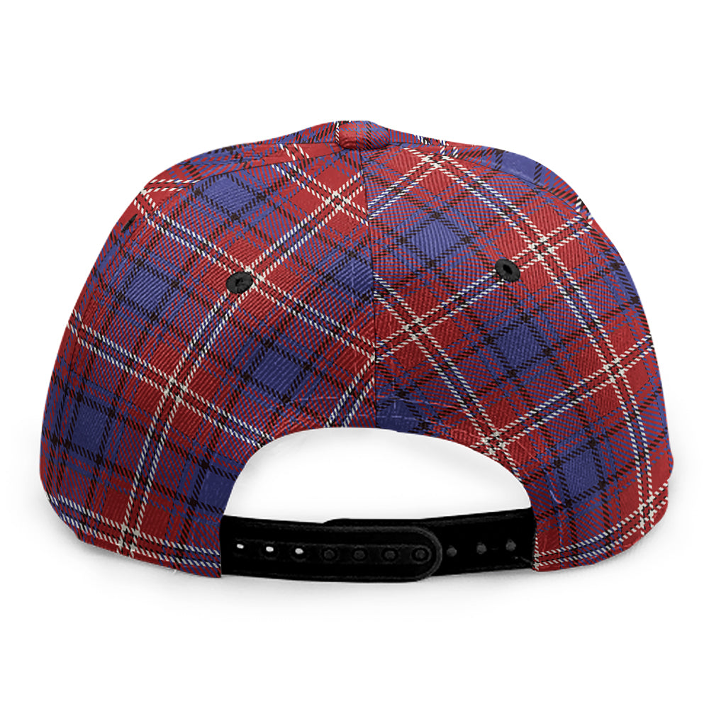 Red Blue And White Tartan Pattern Print Snapback Cap