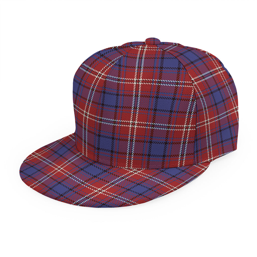 Red Blue And White Tartan Pattern Print Snapback Cap