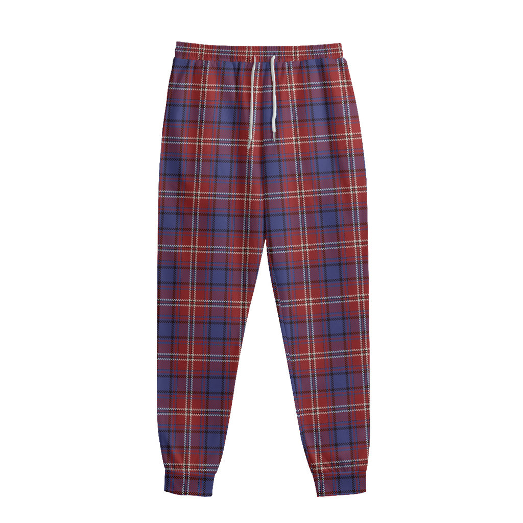 Red Blue And White Tartan Pattern Print Sweatpants