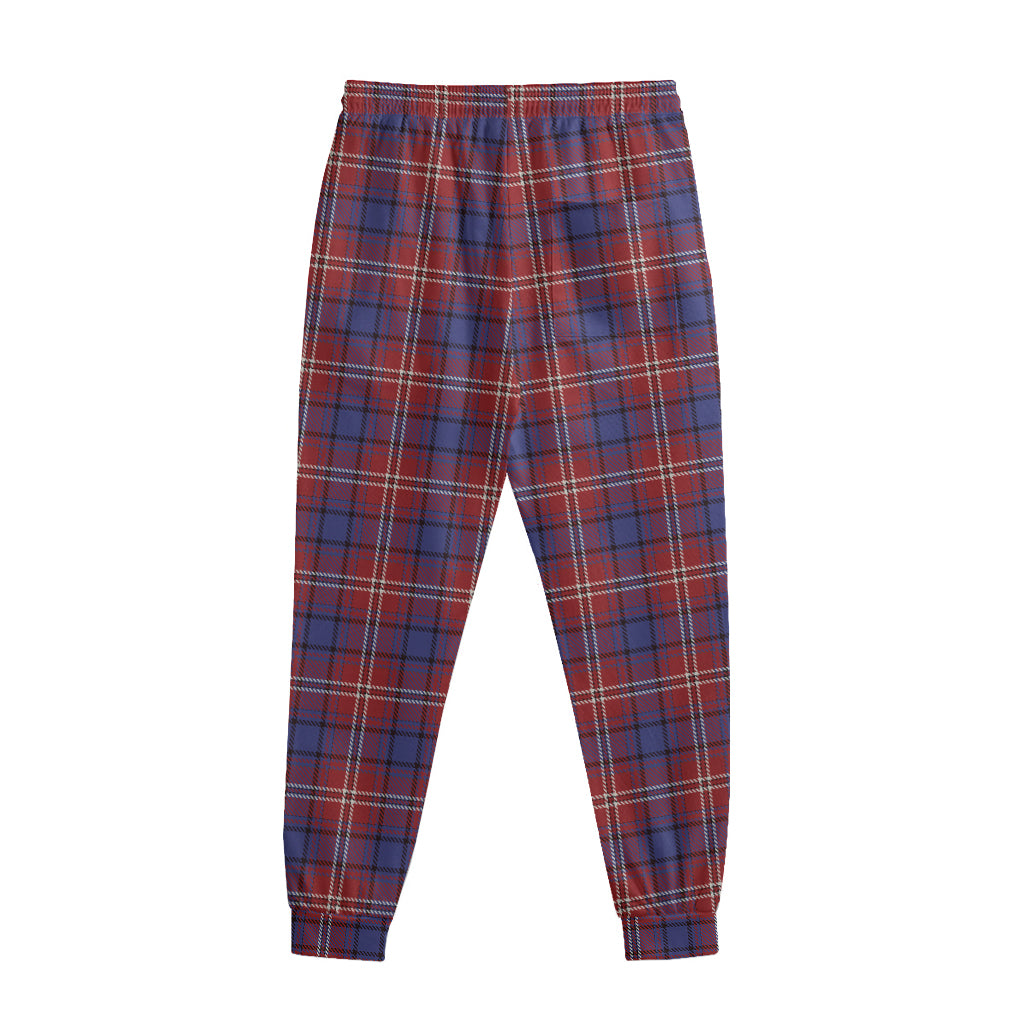 Red Blue And White Tartan Pattern Print Sweatpants