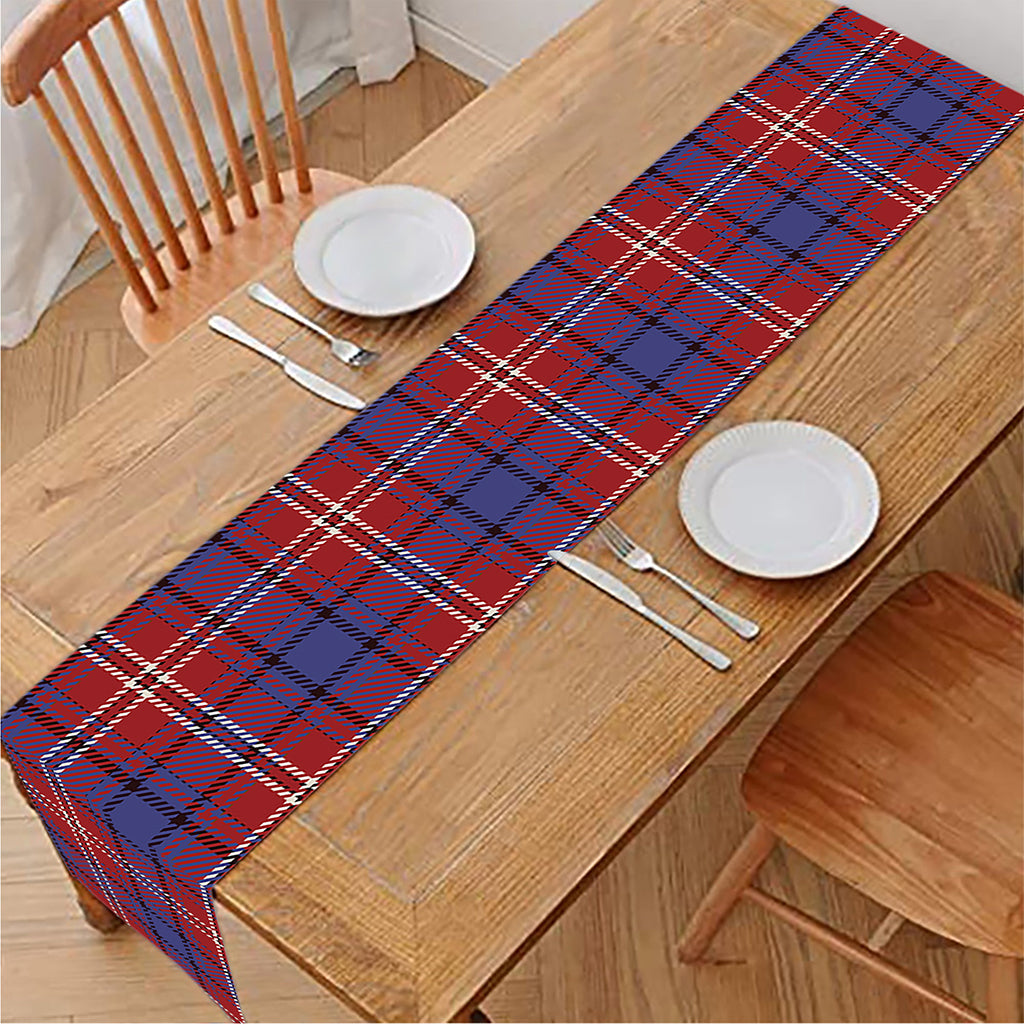 Red Blue And White Tartan Pattern Print Table Runner