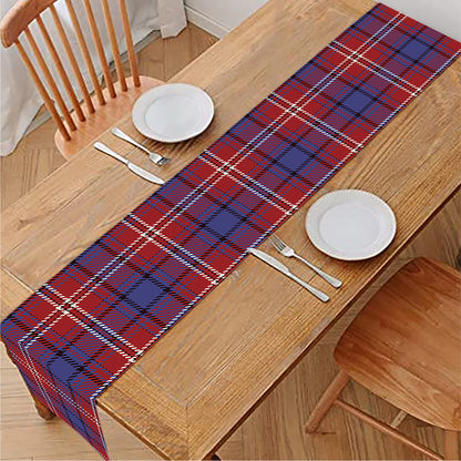 Red Blue And White Tartan Pattern Print Table Runner