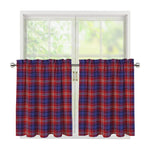 Red Blue And White Tartan Pattern Print Tier Curtains