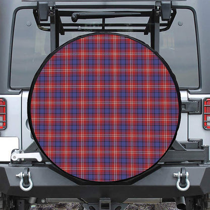 Red Blue And White Tartan Pattern Print Tire Cover