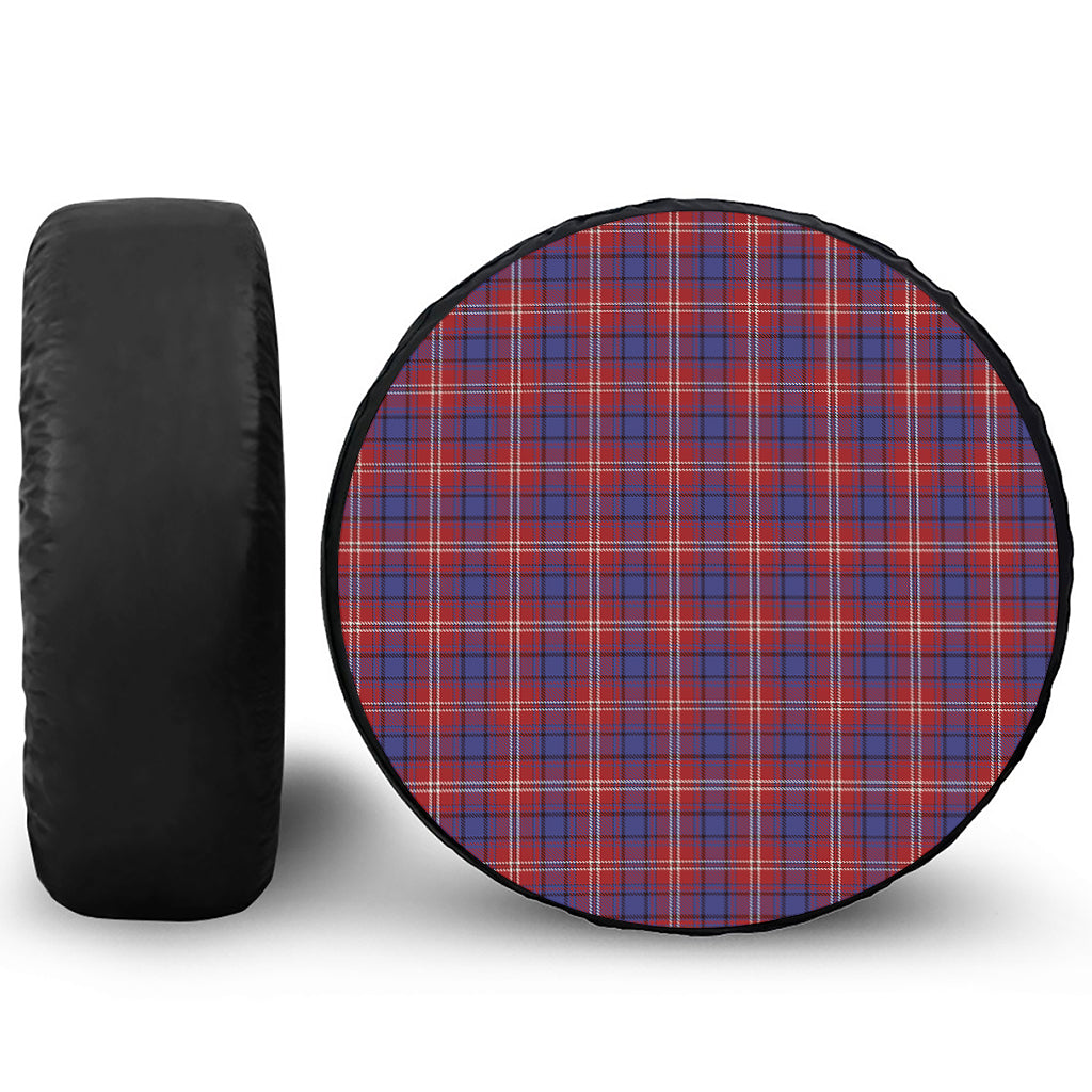 Red Blue And White Tartan Pattern Print Tire Cover