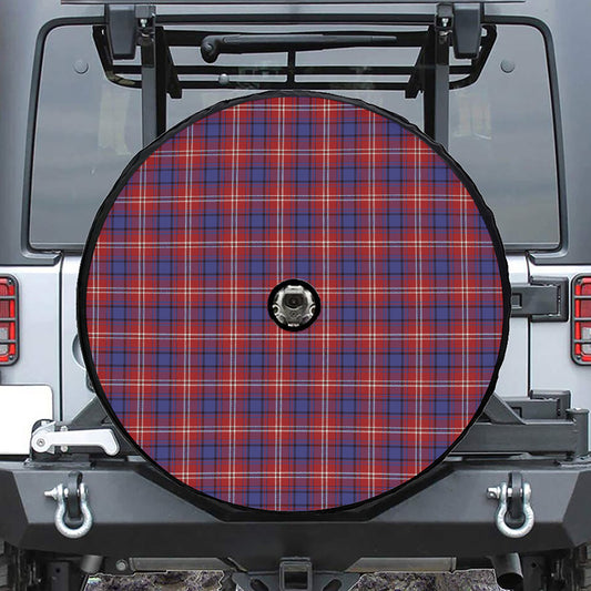 Red Blue And White Tartan Pattern Print Tire Cover With Camera Hole