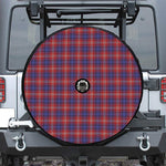 Red Blue And White Tartan Pattern Print Tire Cover With Camera Hole