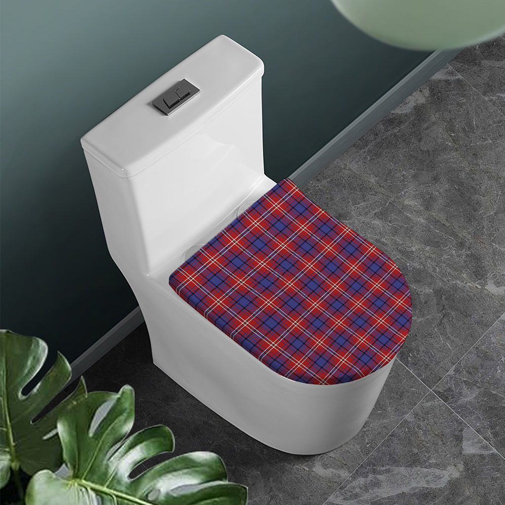Red Blue And White Tartan Pattern Print Toilet Lid Cover