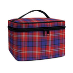 Red Blue And White Tartan Pattern Print Travel Makeup Bag