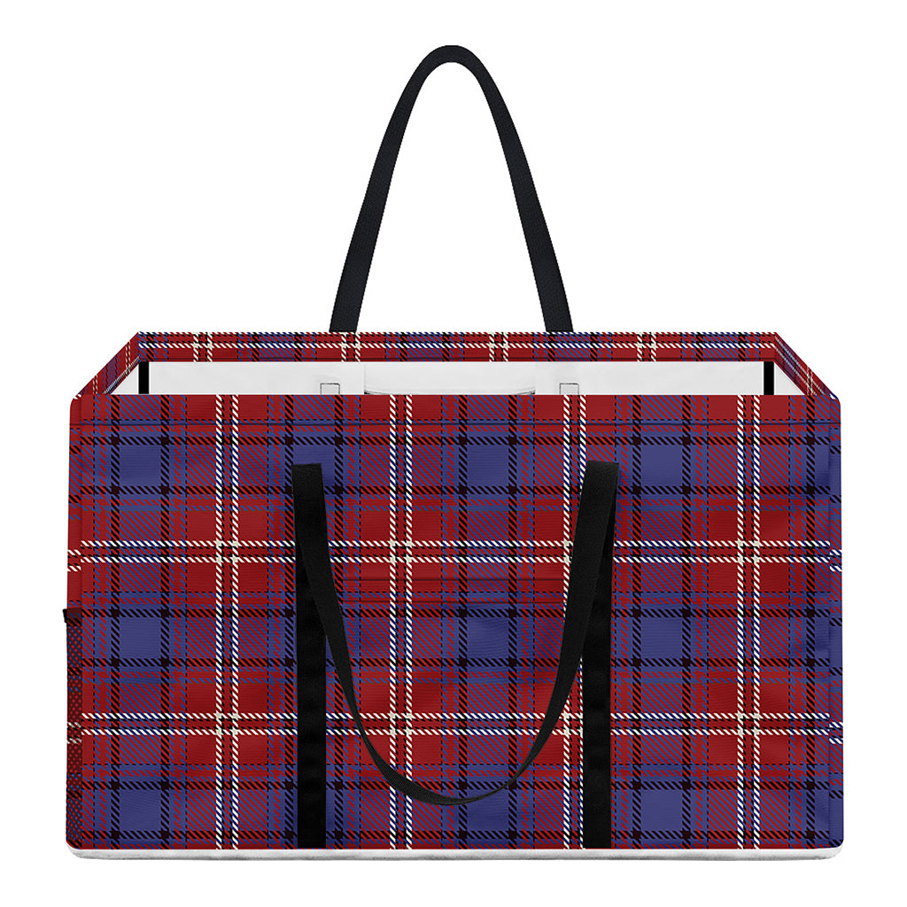 Red Blue And White Tartan Pattern Print Utility Tote Bag
