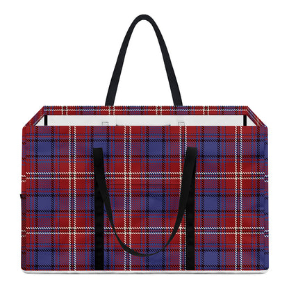 Red Blue And White Tartan Pattern Print Utility Tote Bag