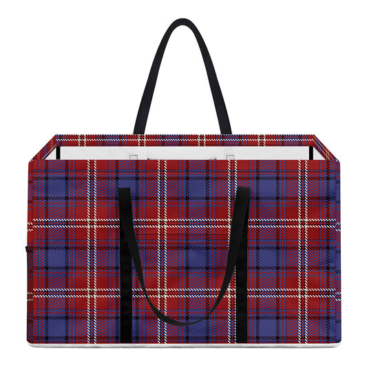 Red Blue And White Tartan Pattern Print Utility Tote Bag
