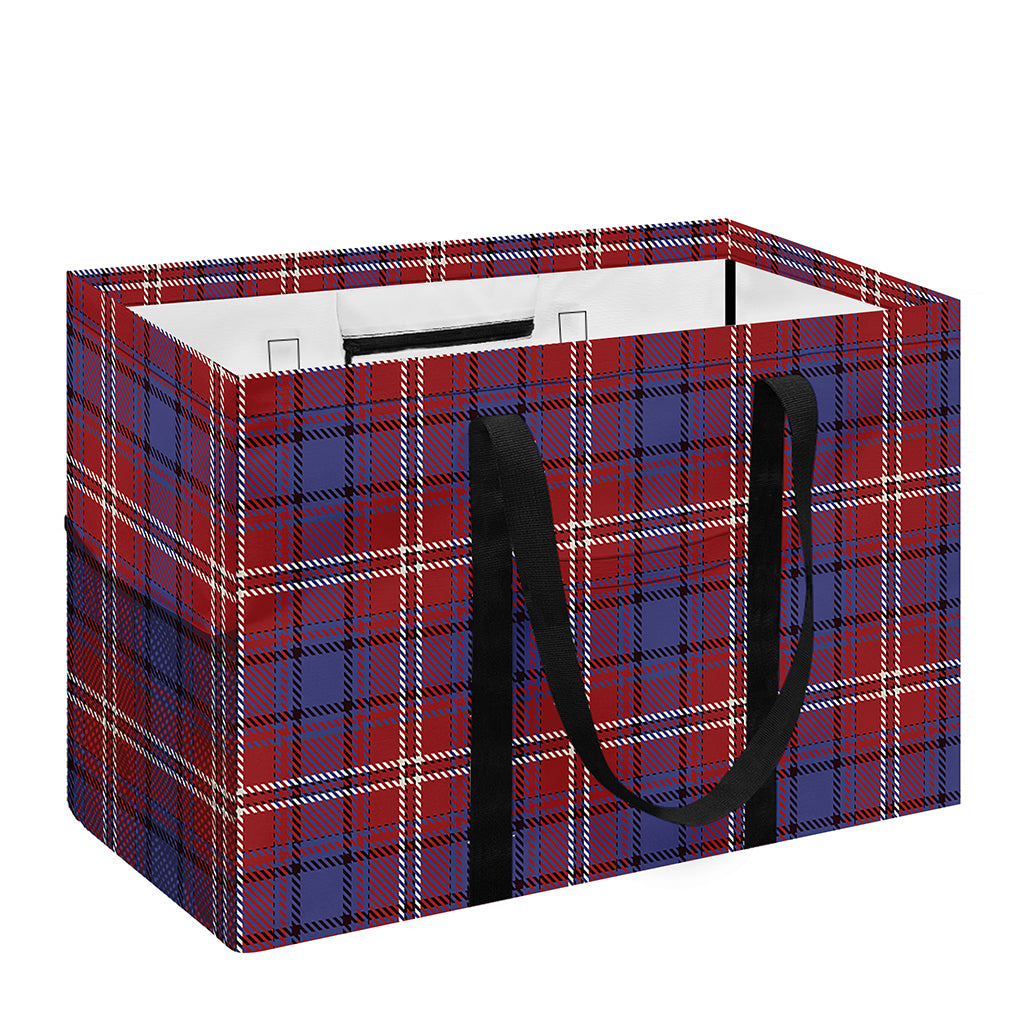 Red Blue And White Tartan Pattern Print Utility Tote Bag