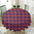 Red Blue And White Tartan Pattern Print Waterproof Round Tablecloth