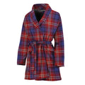 Red Blue And White Tartan Pattern Print Women's Bathrobe