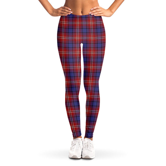 Red Blue And White Tartan Pattern Print Women's Leggings
