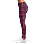 Red Blue And White Tartan Pattern Print Women's Leggings