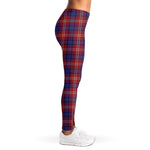 Red Blue And White Tartan Pattern Print Women's Leggings