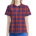 Red Blue And White Tartan Pattern Print Women's Polo Shirt