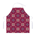 Red Boho Flower Pattern Print Adjustable Apron