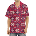 Red Boho Flower Pattern Print Aloha Shirt