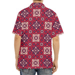 Red Boho Flower Pattern Print Aloha Shirt