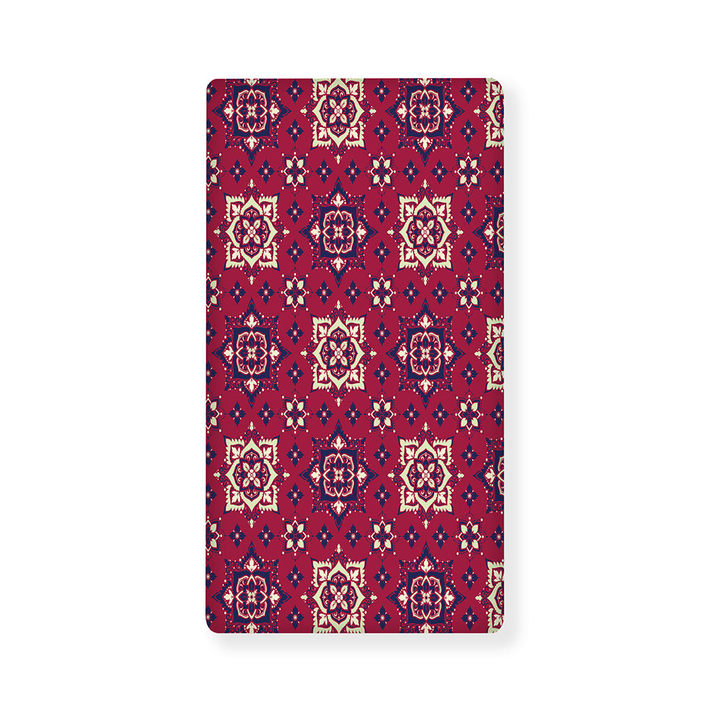 Red Boho Flower Pattern Print Baby Crib Sheet