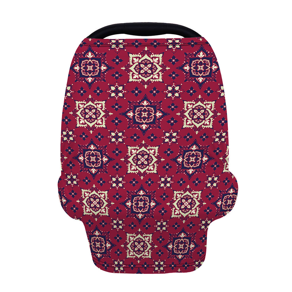 Red Boho Flower Pattern Print Baby Seat Cover