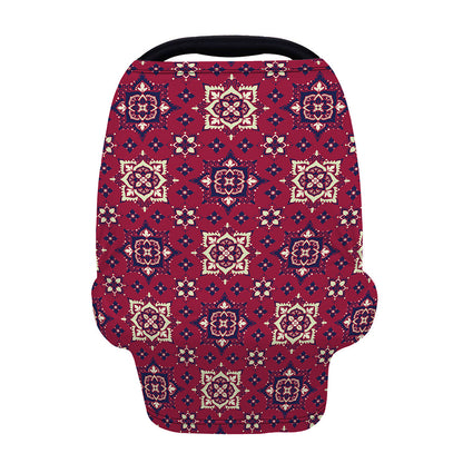 Red Boho Flower Pattern Print Baby Seat Cover