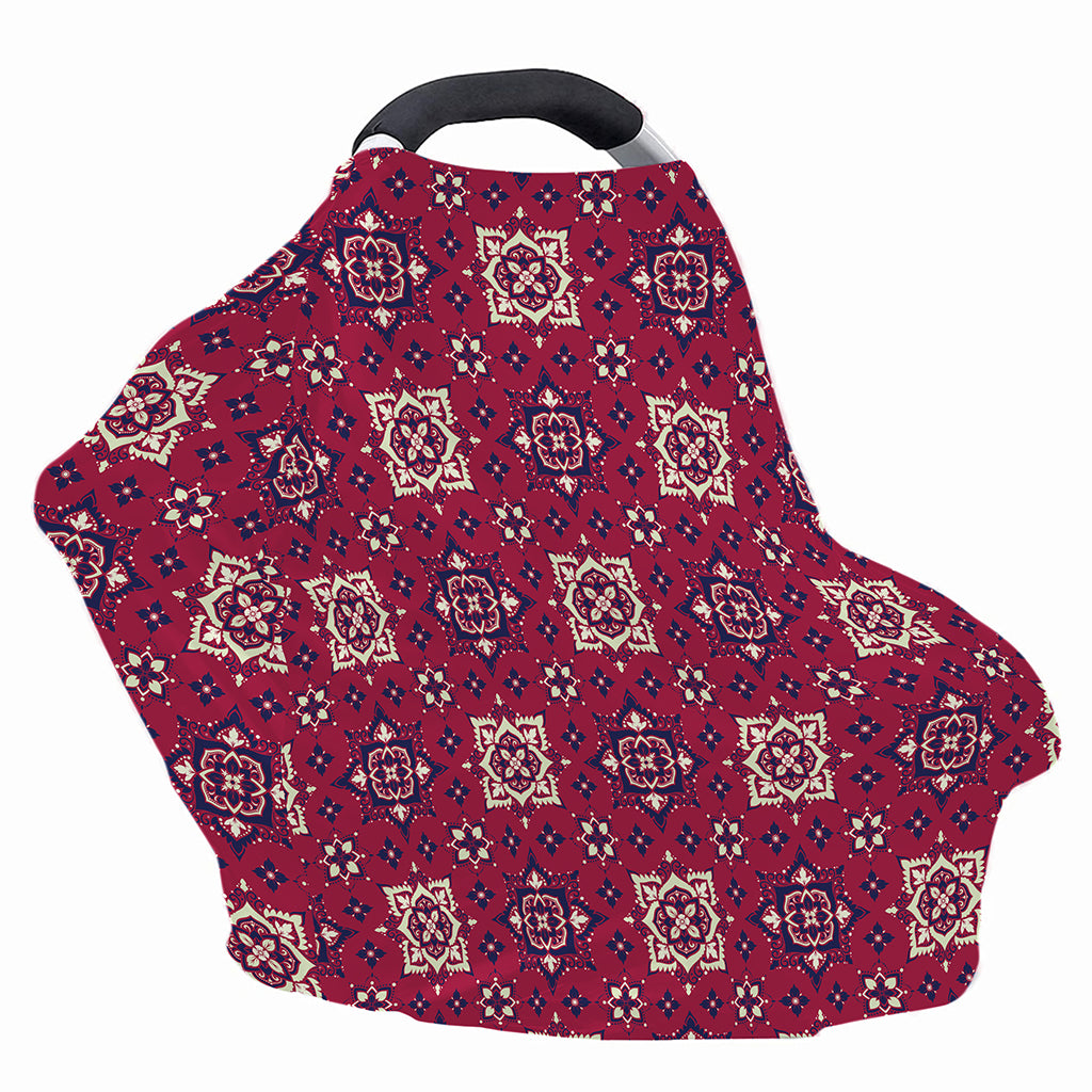 Red Boho Flower Pattern Print Baby Seat Cover
