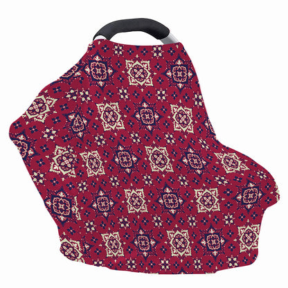 Red Boho Flower Pattern Print Baby Seat Cover