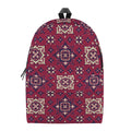 Red Boho Flower Pattern Print School Backpack