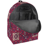 Red Boho Flower Pattern Print Backpack
