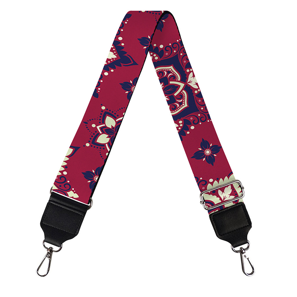 Red Boho Flower Pattern Print Bag Strap