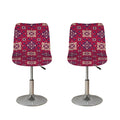 Red Boho Flower Pattern Print Bar Stool Covers