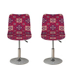 Red Boho Flower Pattern Print Bar Stool Covers