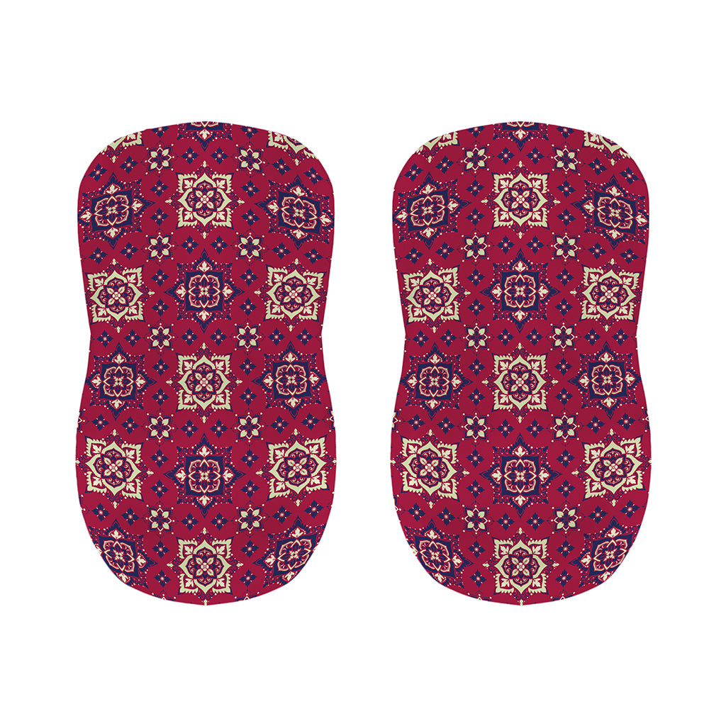 Red Boho Flower Pattern Print Bar Stool Covers