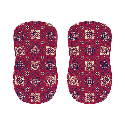 Red Boho Flower Pattern Print Bar Stool Covers